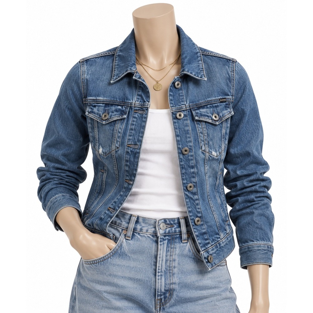 G-Star Raw Womens Denim Trucker Jacket Medium Wash Blue XS Slim Fit Button Up